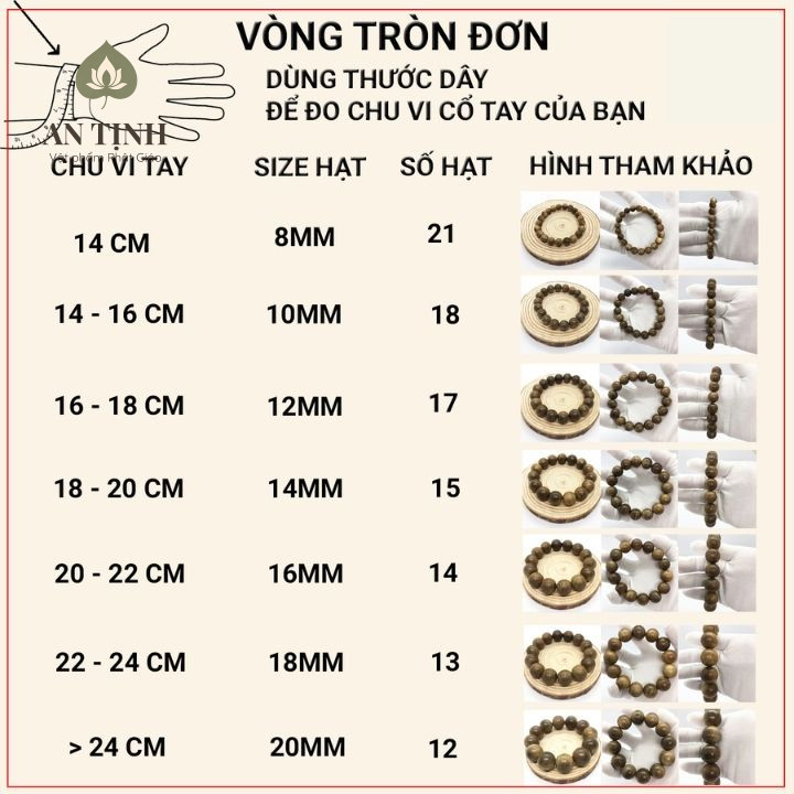 Chọn kích thước hạt vòng cân đối với cổ tay