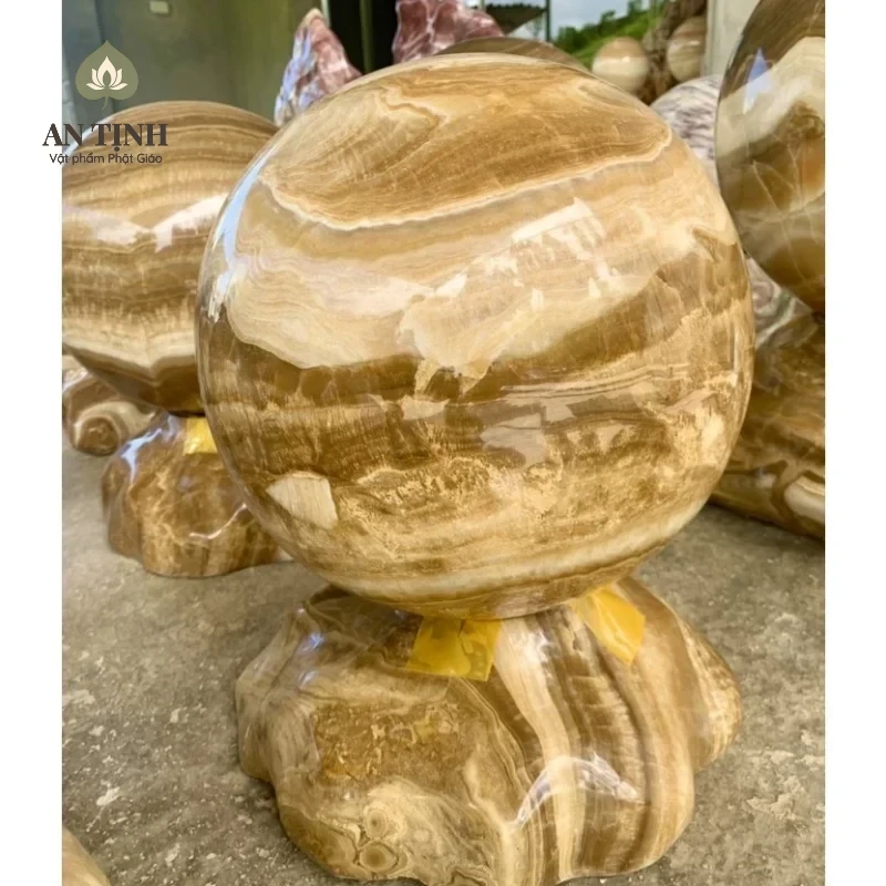 Quả cầu phong thủy đá Aquamarine