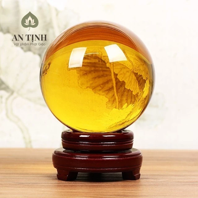 Quả cầu phong thủy từ đá Mắt Hổ vàng nâu