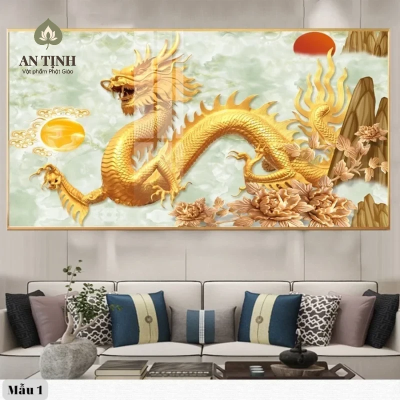 Tranh Cá Rồng mạ vàng
