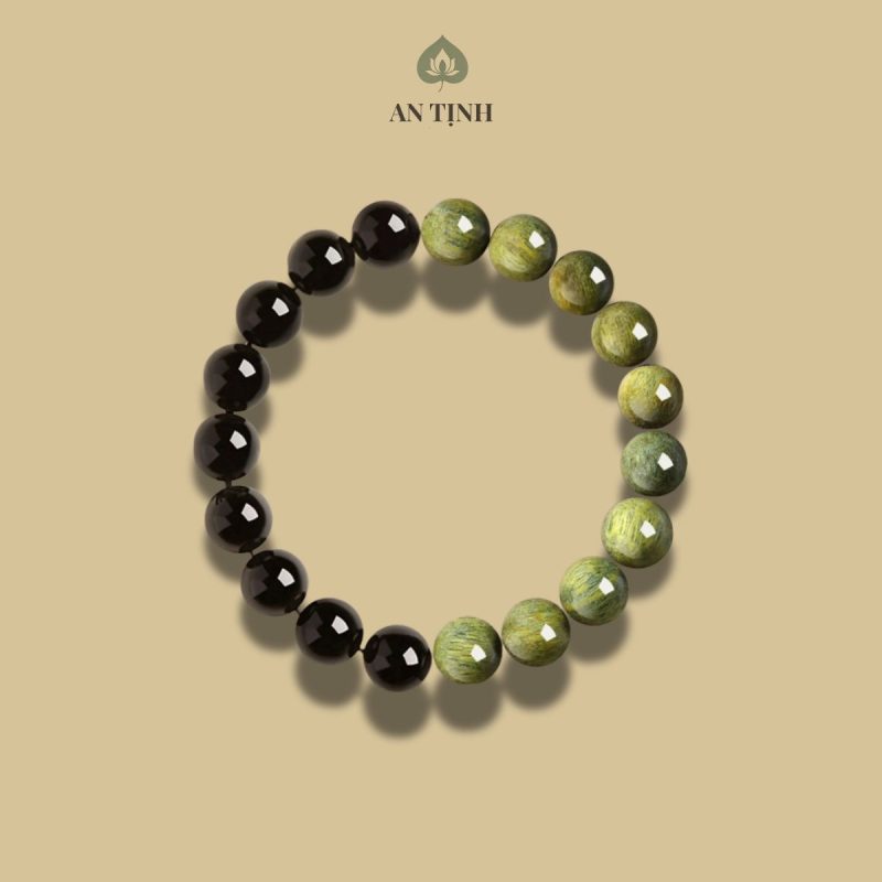Vòng Tay Đàn Hương Xanh Mix Obsidian