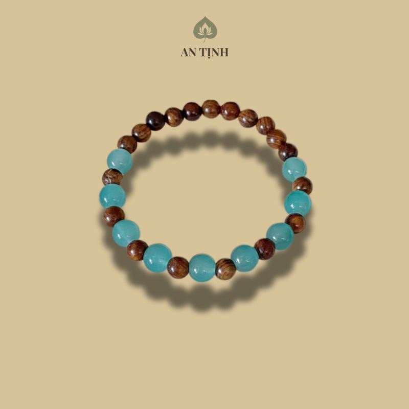 Vòng Tay Trầm Hương Mix Pha Lê Xanh