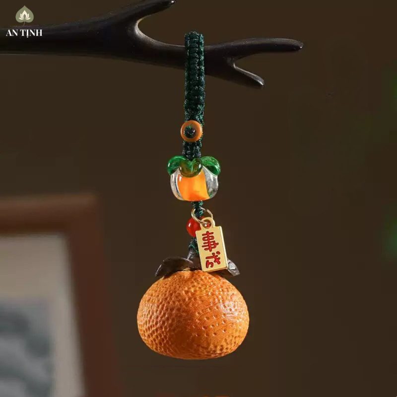 Móc Khóa Quả Cam Gỗ Đàn Hương