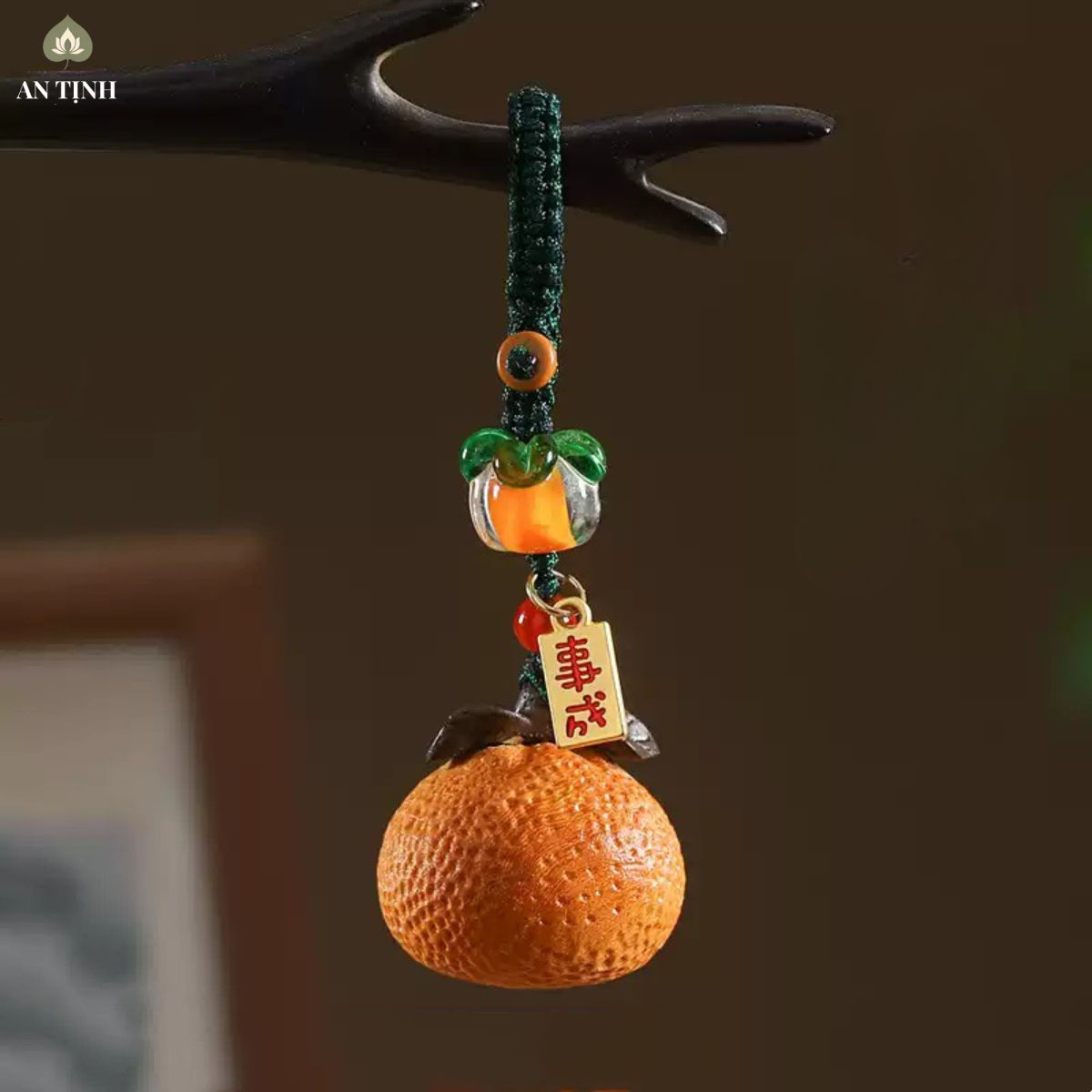 Móc Khóa Quả Cam Gỗ Đàn Hương