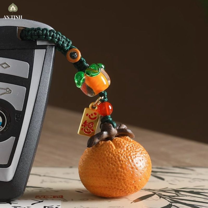 Móc Khóa Quả Cam Gỗ Đàn Hương