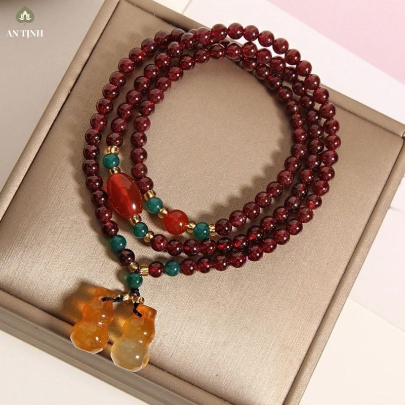 Vòng Tay Pha Lê Ngọc Hồng Phối Charm