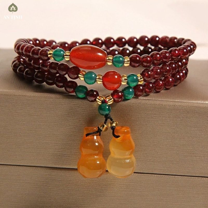 Vòng Tay Pha Lê Ngọc Hồng Phối Charm