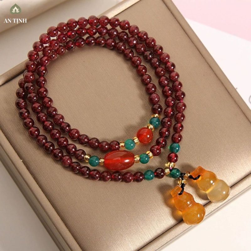 Vòng Tay Pha Lê Ngọc Hồng Phối Charm