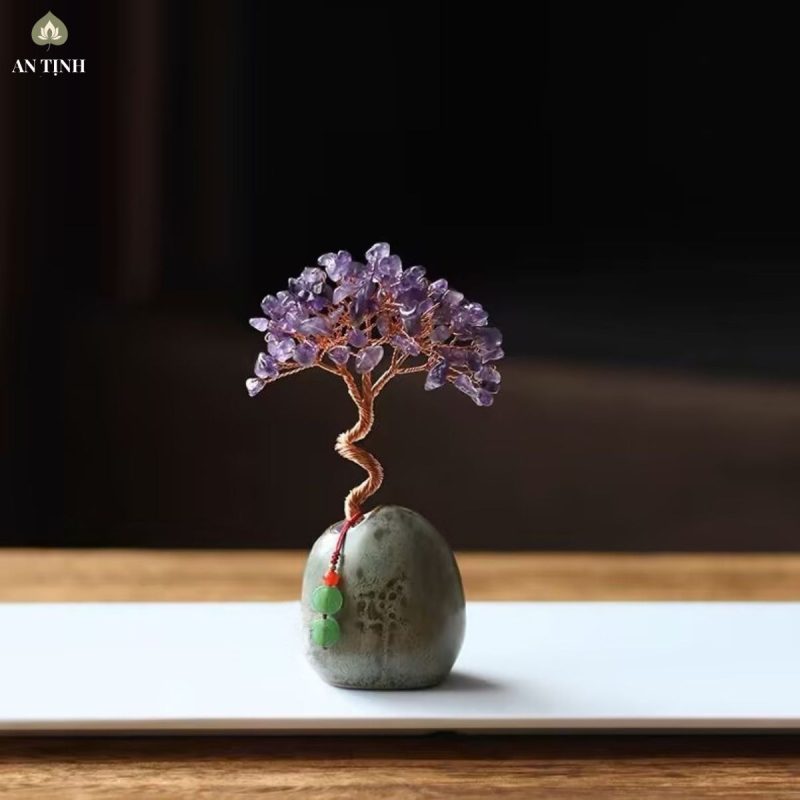 Cây Đá Phong Thủy Mini Thạch Anh Tím