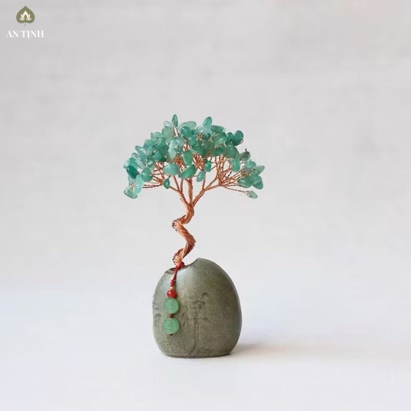 Cây Đá Phong Thủy Mini Thạch Anh Xanh