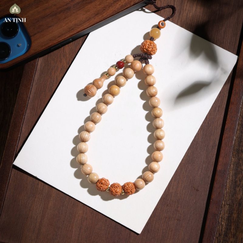 Dây Treo Điện Thoại Gỗ Đào Hồ Lô Bình An 8mm