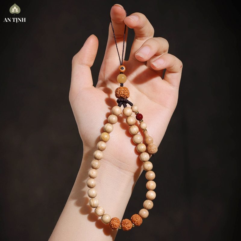Dây Treo Điện Thoại Gỗ Đào Hồ Lô Bình An 8mm