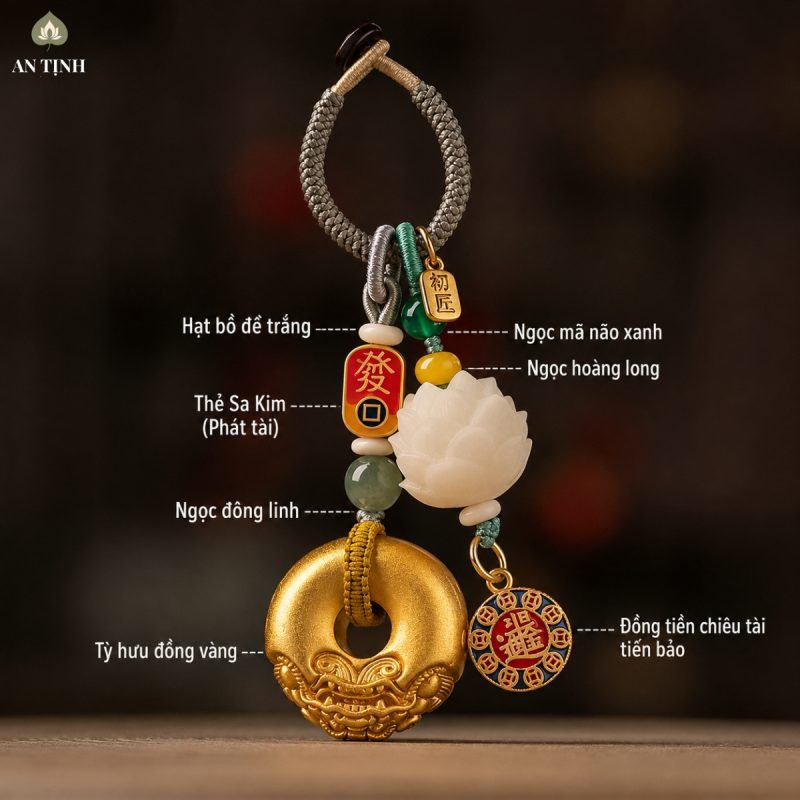 Móc Khóa Tỳ Hưu Đồng Thau Chiêu Tài